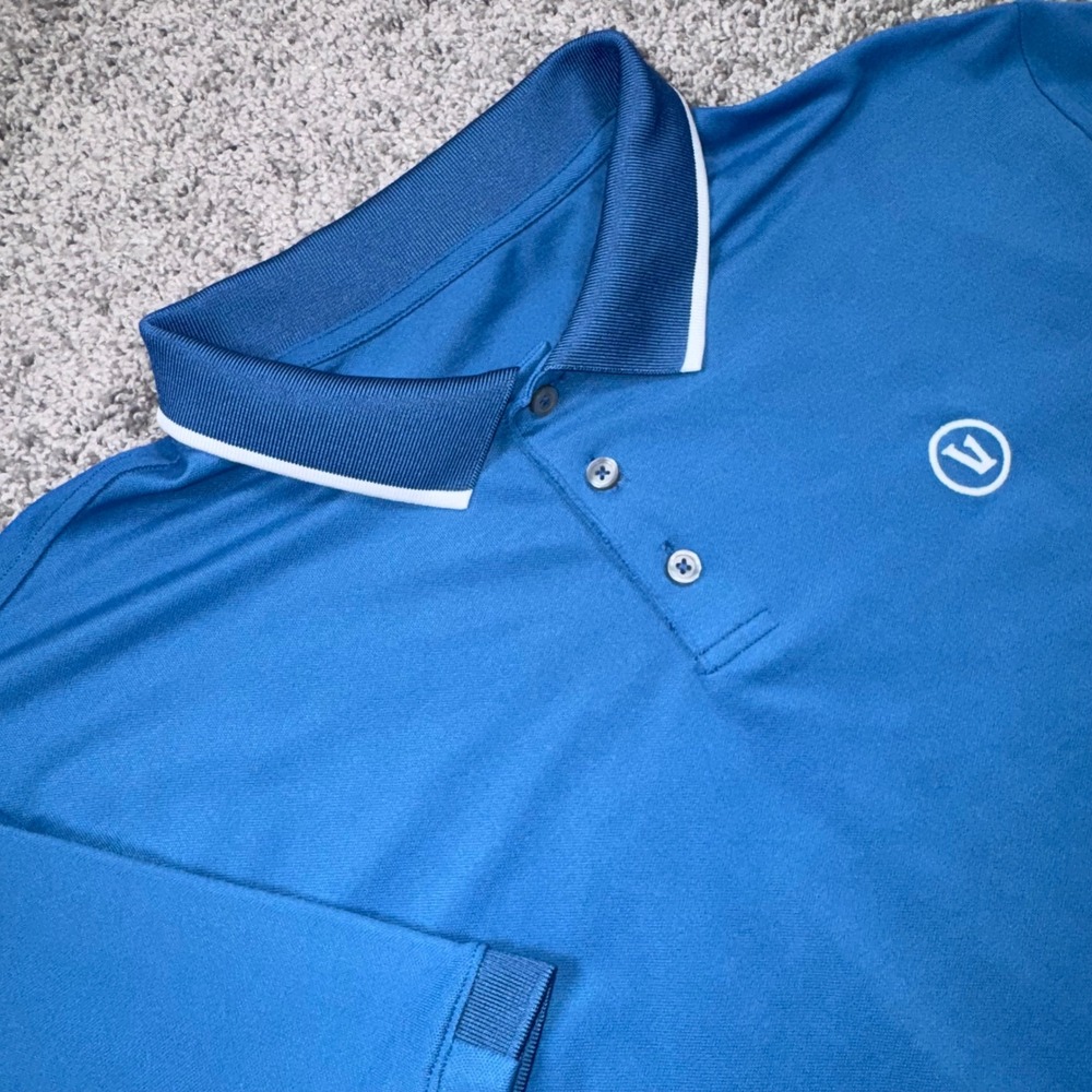 Vuori Polo Shirt Mens Short Sleeve Tipped Collar Blue XL EXCELLENT